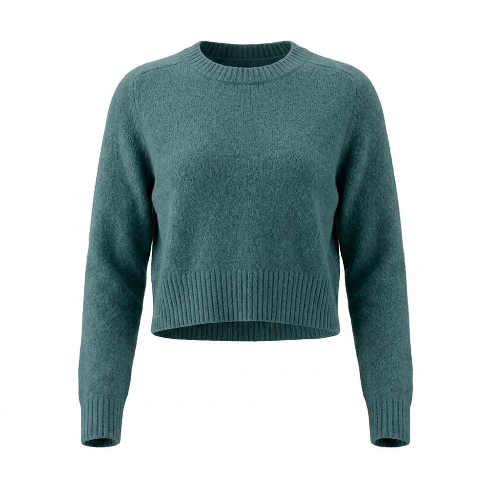 6LS9 Universal Thread Goods Teal Cropped Crew Neck Pullover Sweater Women Size M